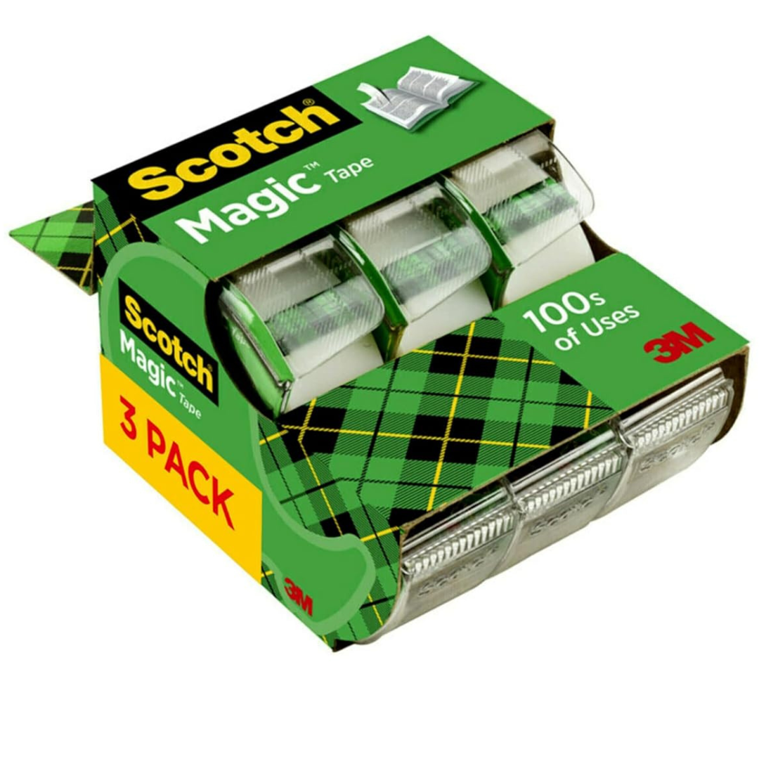 3-Pack 3/4" X 300" Scotch 3M Magic Tape With Dispenser