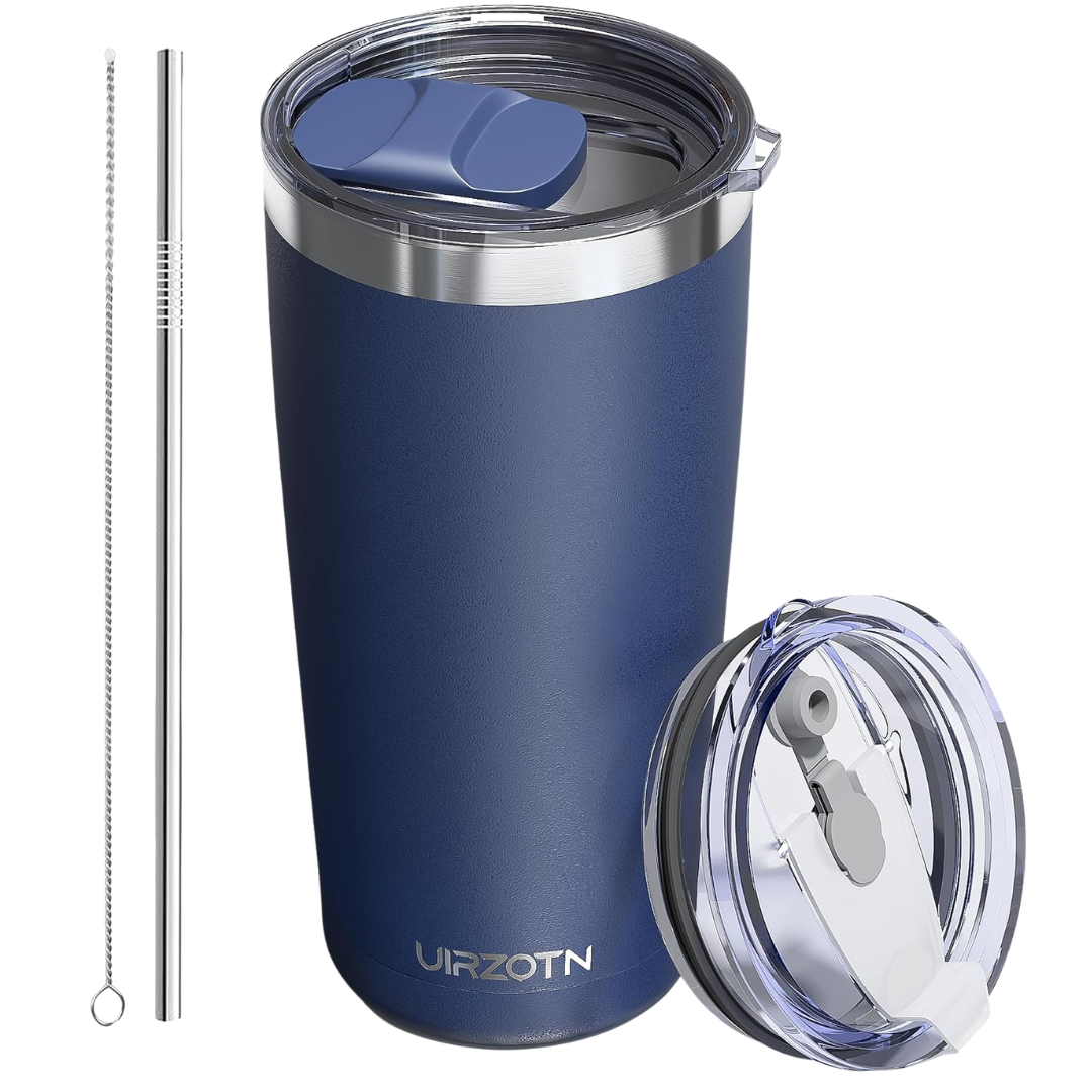 20-Oz Stainless Steel Insulated Tumbler W/ Dual Lids & Straw (Various)
