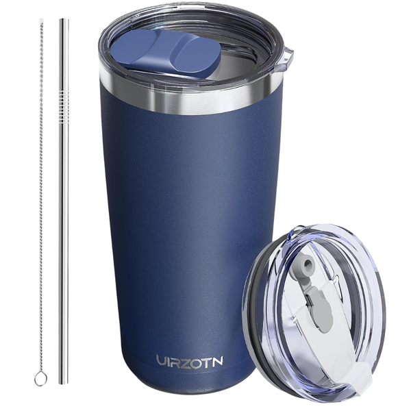 20-Oz Stainless Steel Insulated Tumbler W/ Dual Lids & Straw (Various)