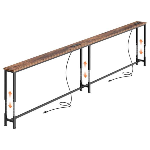 102.4" Height Adjustable Sofa Table With Power Outlets (USB-C/A & AC Ports)