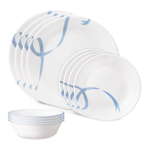 12-Piece Corelle Blue Ribbons Glass Dinnerware Set