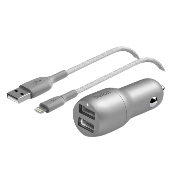 Belkin BOOSTCHARGE 24W Dual USB-A Car Charger W/ Cable
