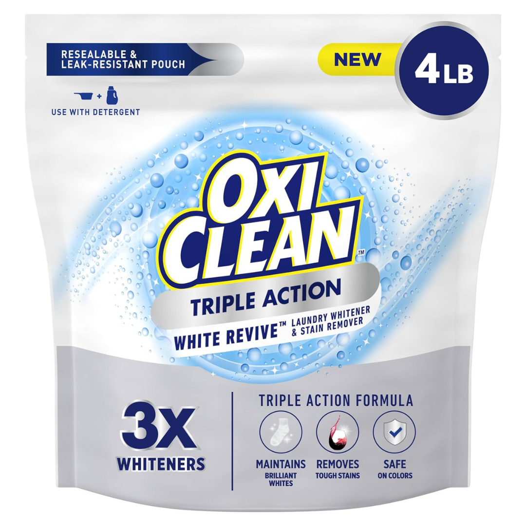 4-Lbs OxiClean Triple Action White Revive Laundry Whitener & Stain Remover Powder