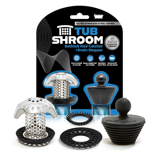 TubShroom Ultra Revolutionary Bath Tub Drain Protector (Stainless Combo)