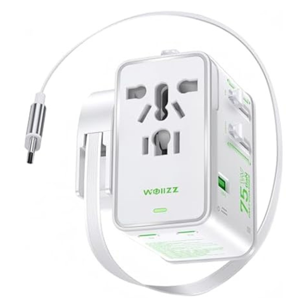 Wollzz 75W Universal Adapter With 70cm Retractable Cable