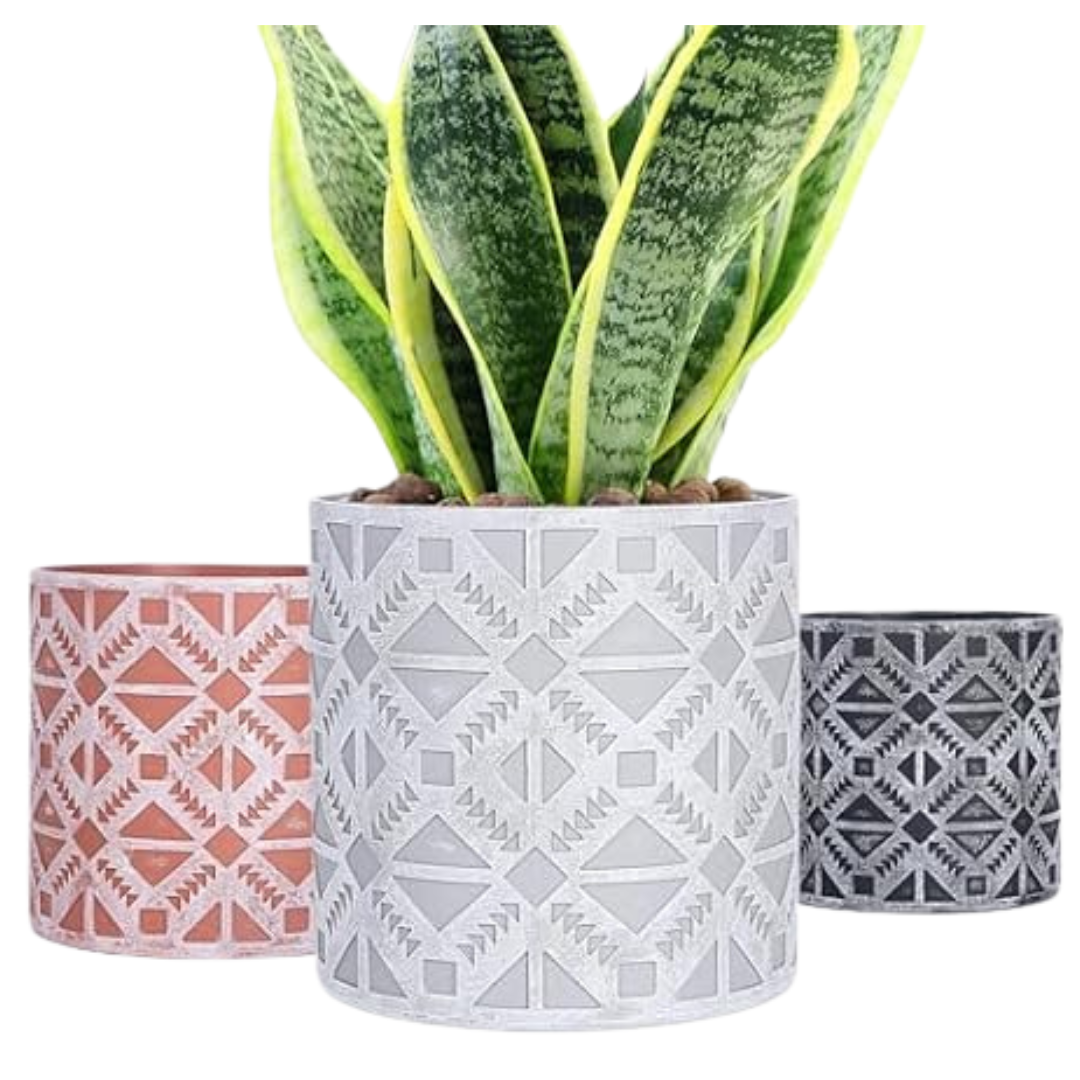 Set Of 3 Lokeisna Indoor Plant Pots With Drainage And Saucer