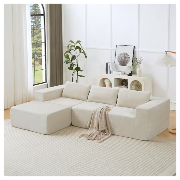 4-Piece Ajax Modern 107.2" Upholstery Corduroy Sectional Sofa