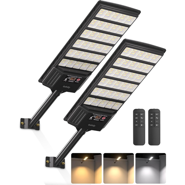 2-Pack Gefolly Outdoor Solar Flood Security Street Lights
