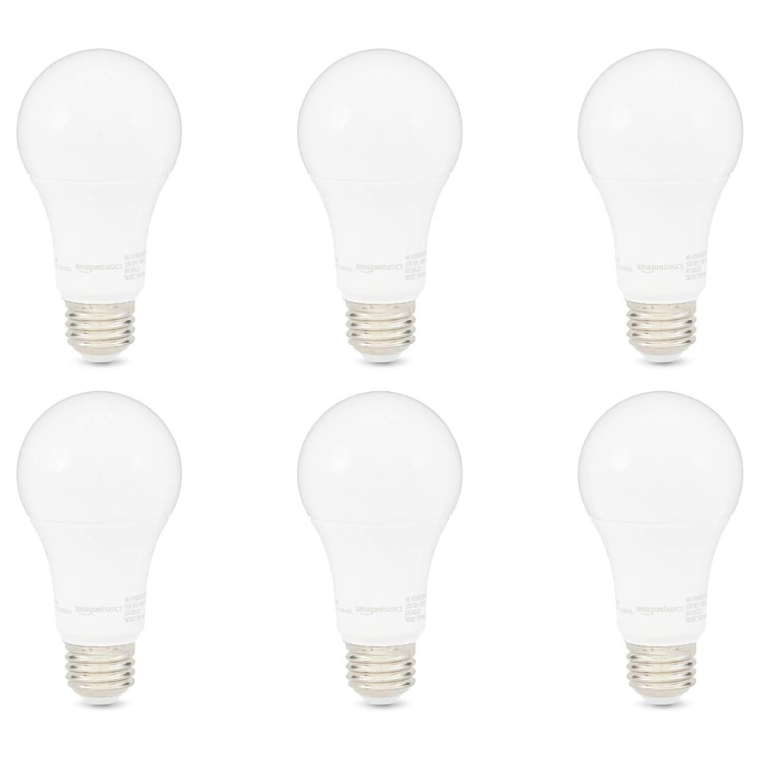 6-Pack Amazon Basics 15W (100W Equiv) A19 Dimmable LED Light Bulbs