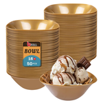 50-Pack 16oz BUCLA Gold Plastic Disposable Serving Bowls