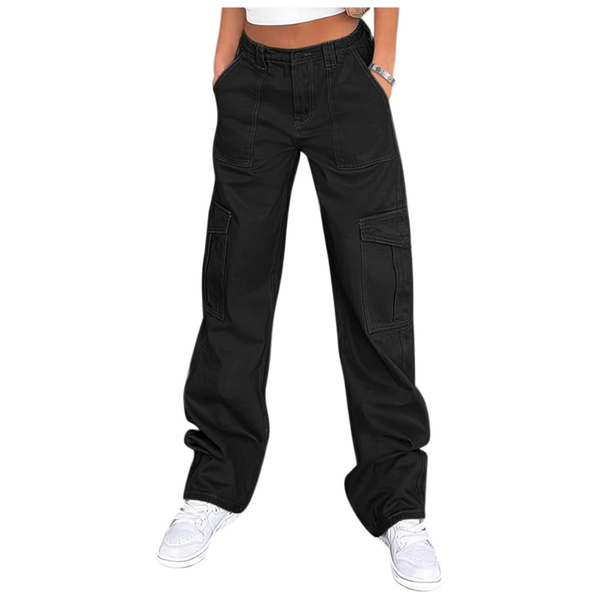Women's High Waisted Wide Leg Cargo Pants W/ 6 Pockets