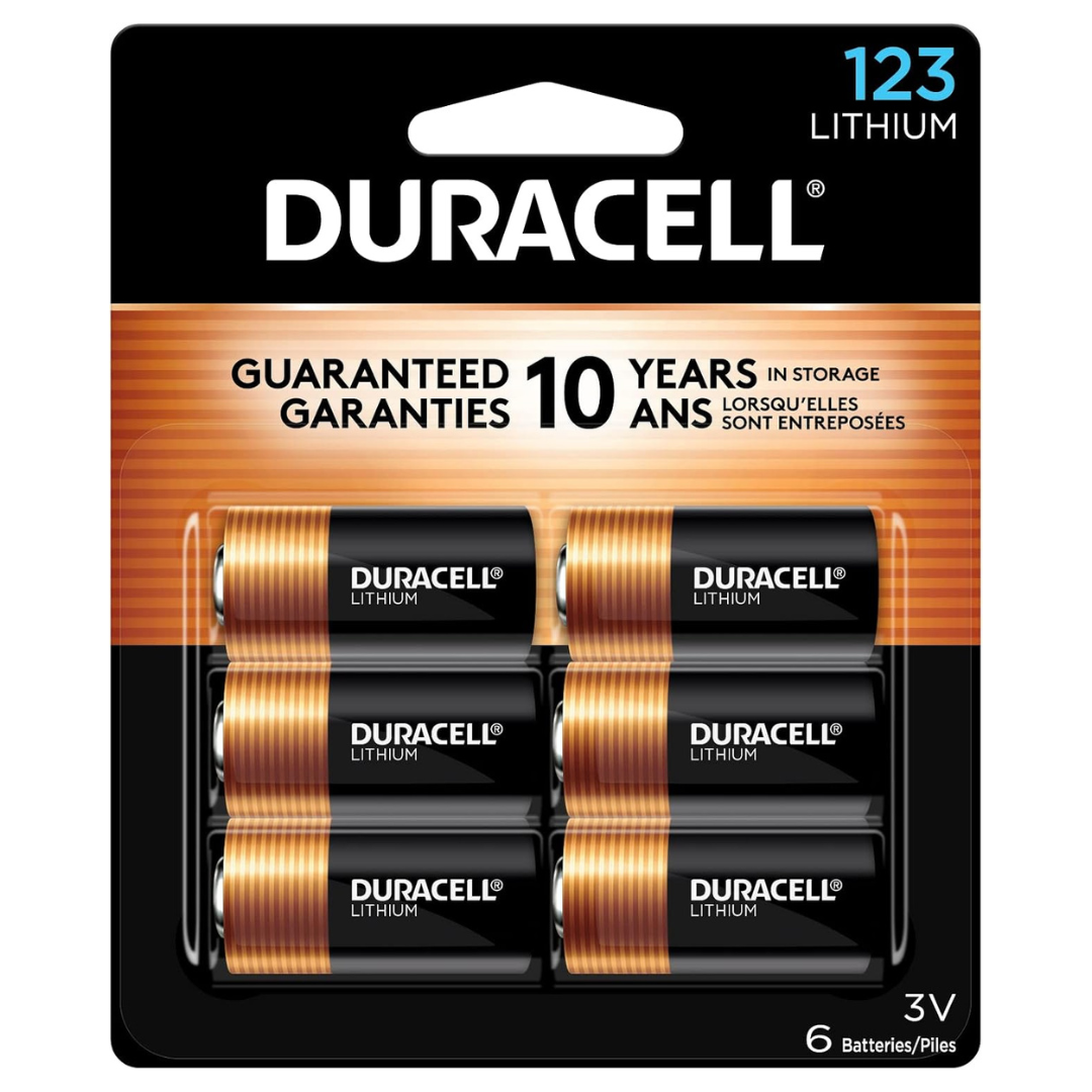 6-Pack Duracell CR123A 3V High Power Lithium Batteries