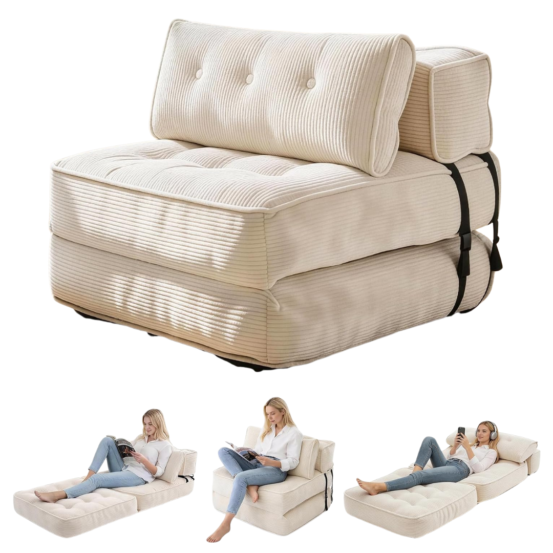 FervorFurn 2-in-1 Single Size Folding Sofa Bed W/ Back Support & Pillow (2 Colors)