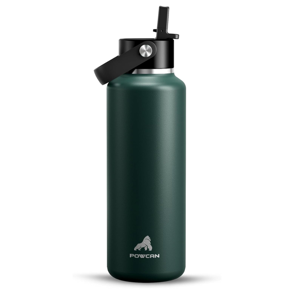 18 oz Powcan Insulated Stainless Steel Water Bottle W/ Straw Lid
