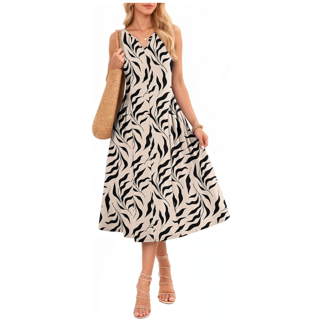 Women's Sleeveless A-Line Maxi Dress With Pockets (Various)