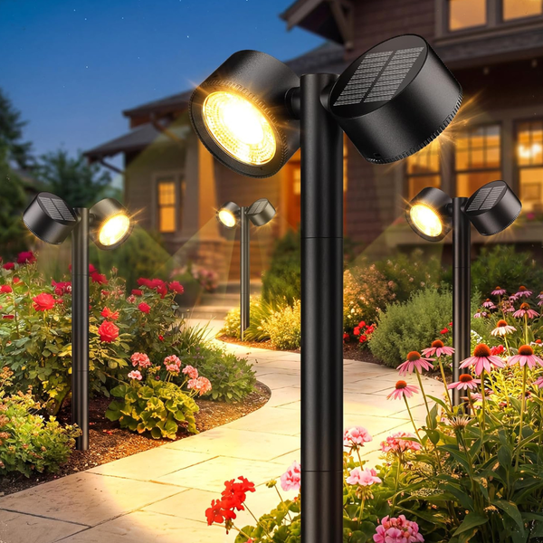 4-Pack 24" Tall Dual Adjustable Heads Solar Pathway Lights