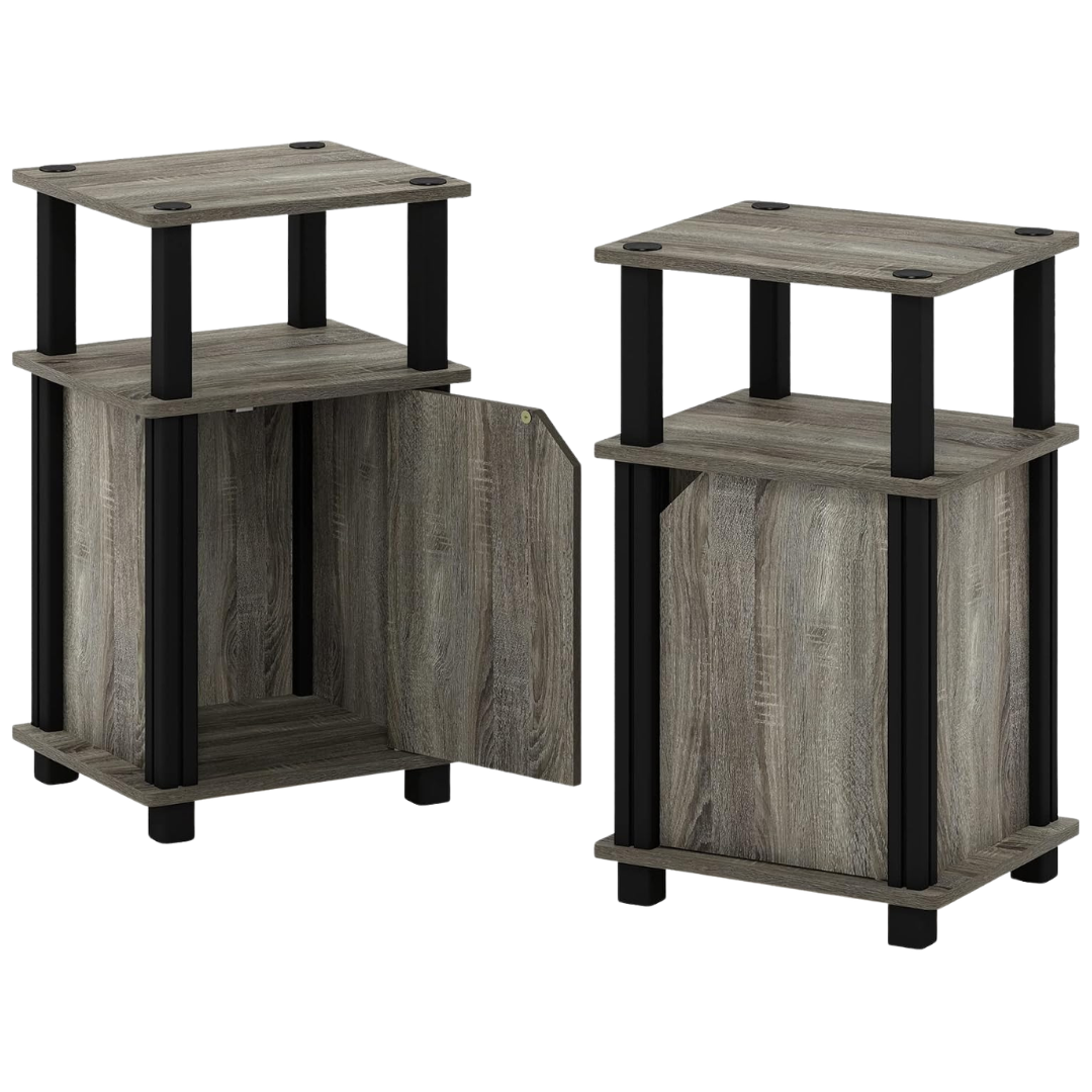 2-Pack Furinno Brahms 3-Tier End Table With Door
