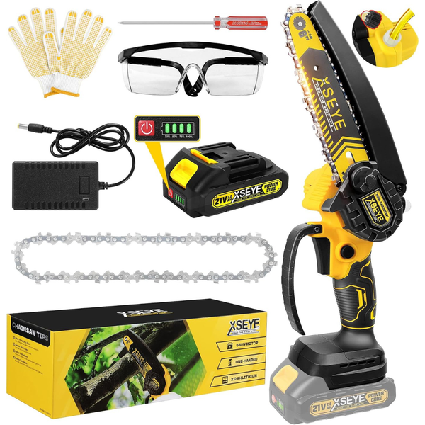 6'' Cordless Handheld Mini Chain Saw With Auto Oiling