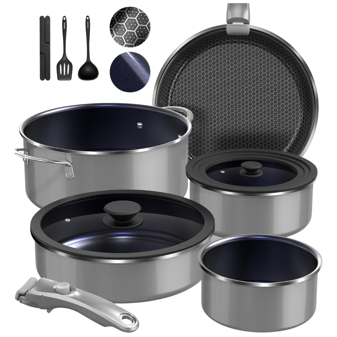 12-Piece Duxano Hybrid Ceramic Cookware Set With Lids