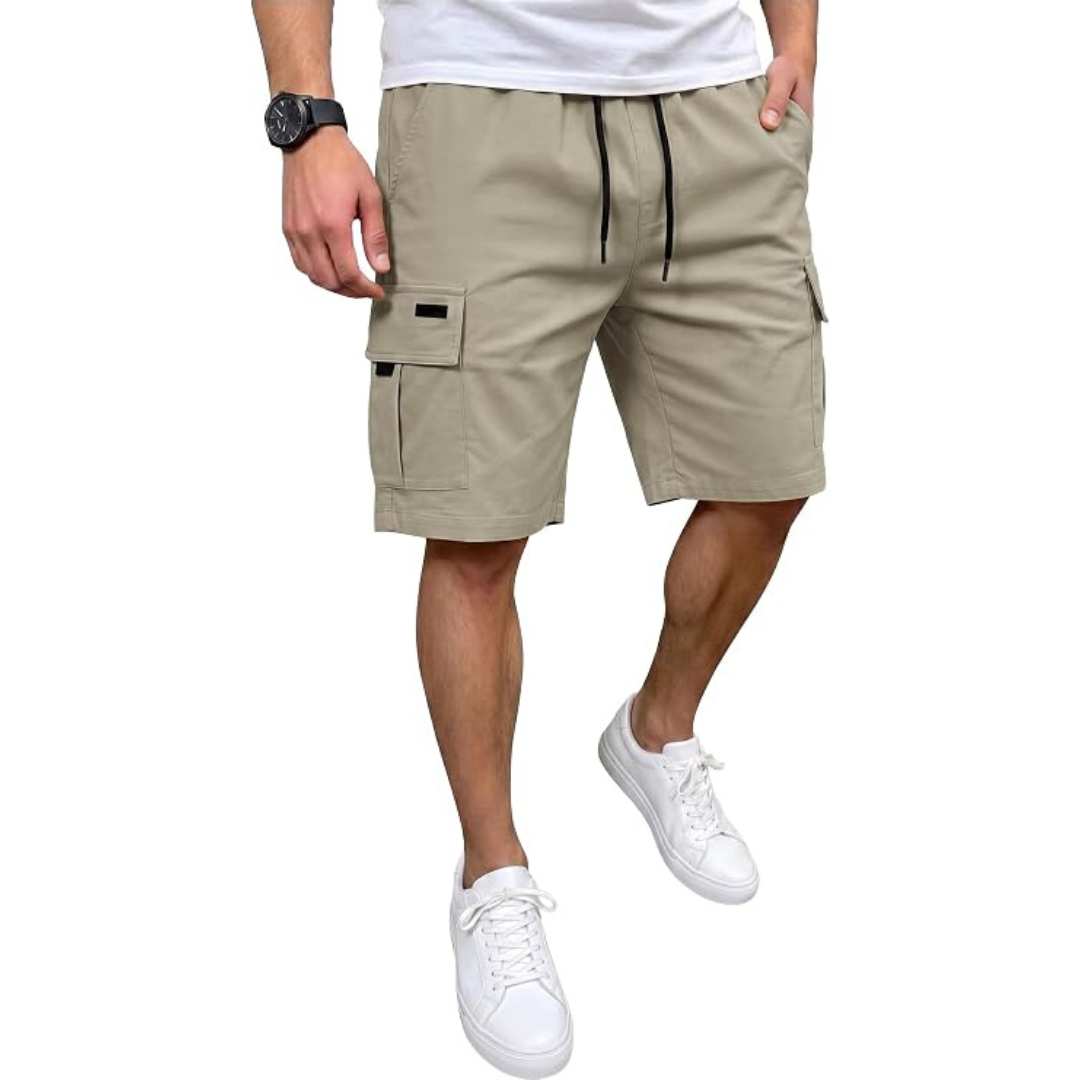 Men's Classic Stretch Waist Drawstring Shorts Cargo W/5 Pockets (Various)