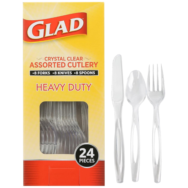 24-Piece Glad Reusable Clear Disposable Cutlery Set