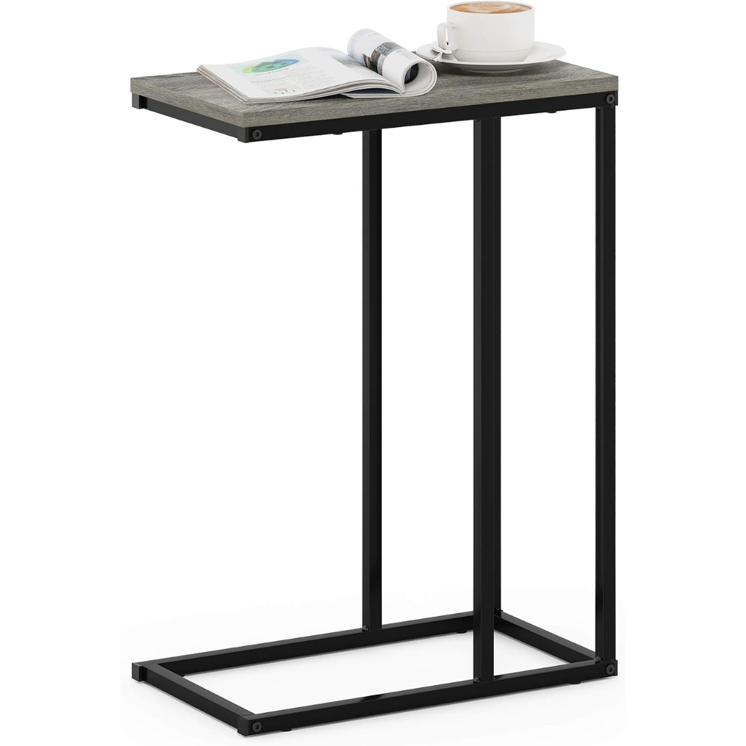 9.8"D x 17.7"W x 25"H Furinno Modern C Shaped Sofa Side Table