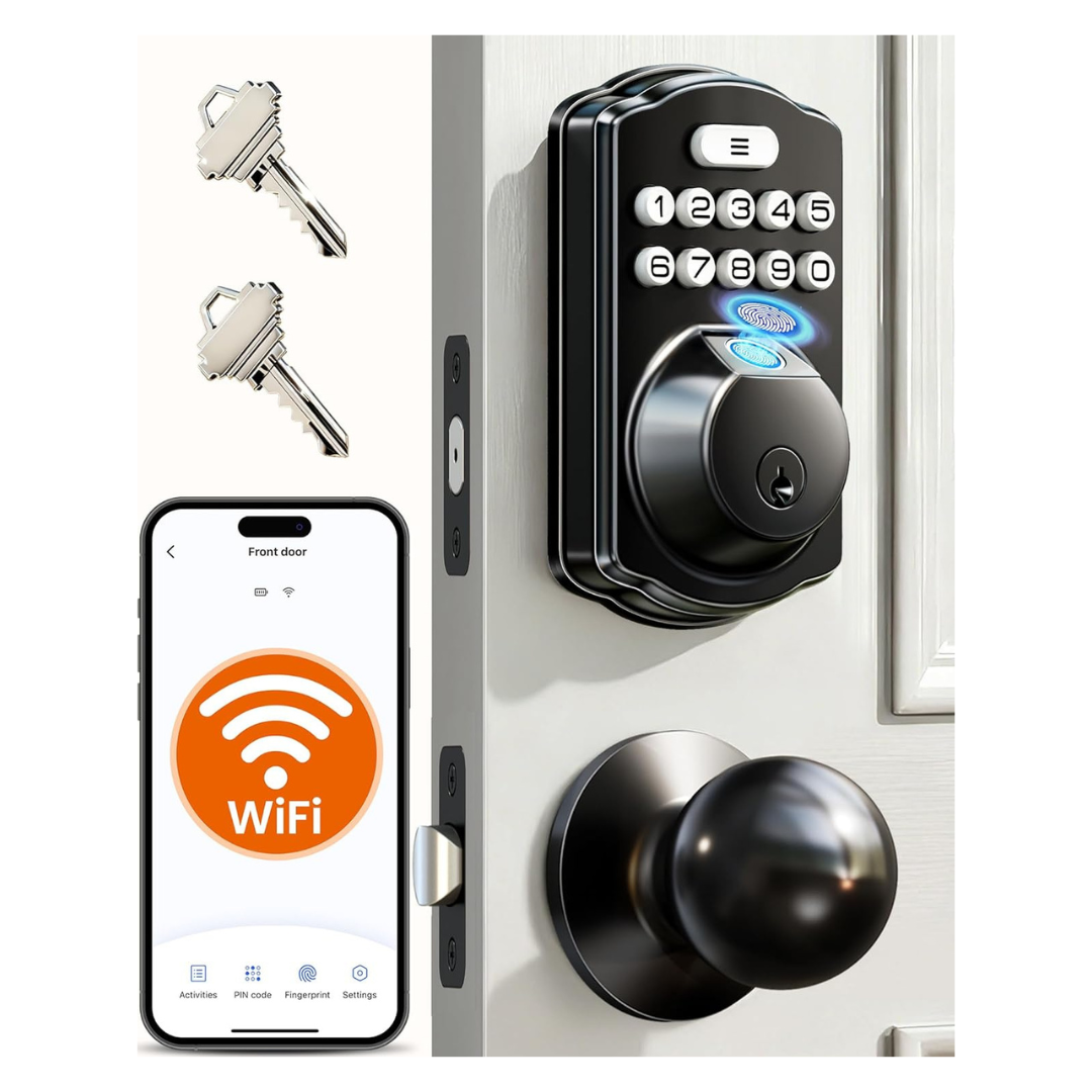 Veise VE012W-K Built-in WiFi Fingerprint Smart Lock W/ 2 Knobs