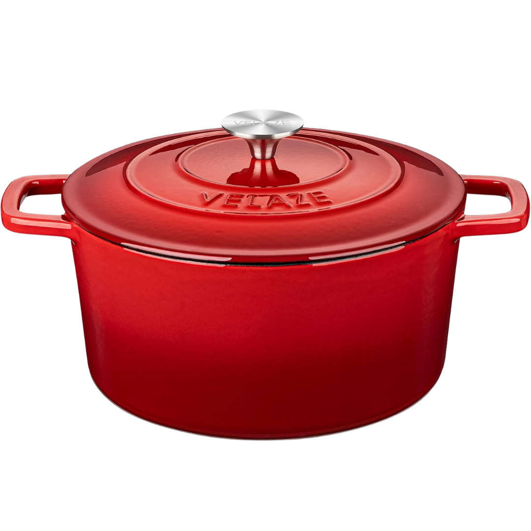 Velaze 6 Qt Enameled Cast Iron Dutch Oven W/ Lid & Dual Handles