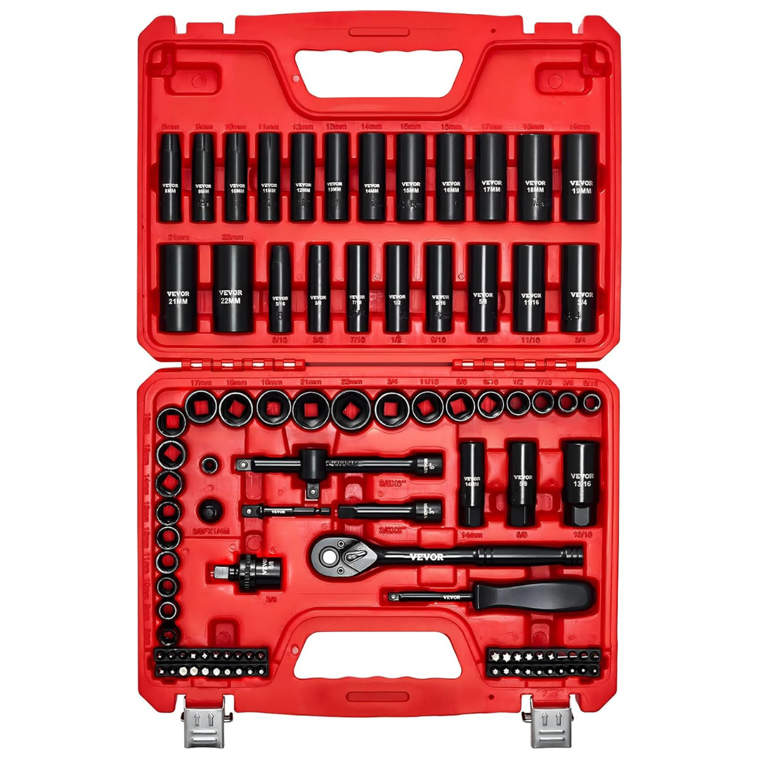 96-Piece Vevor 3/8" Drive Impact Socket Wrench And Bit Set