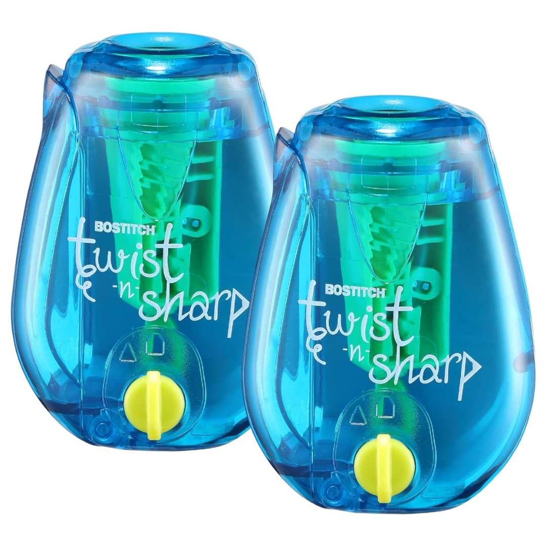 2-Pack Bostitch Office Twist-n-Sharp Pencil Sharpener (PS1-BLUE-2PK)