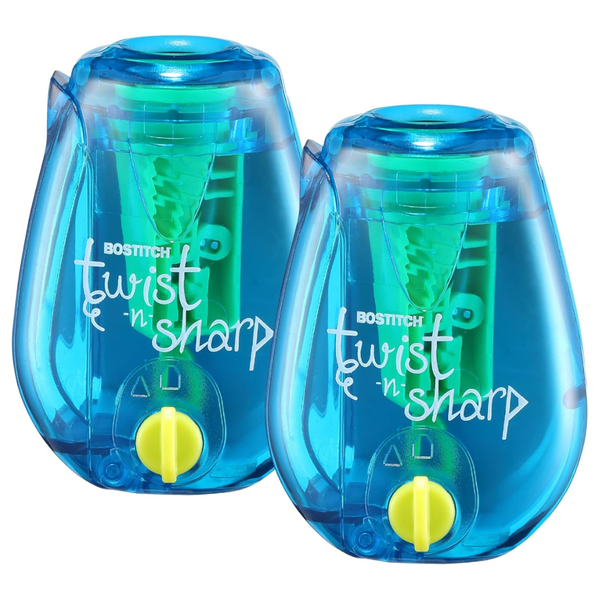 2-Pack Bostitch Office Twist-n-Sharp Pencil Sharpener (PS1-BLUE-2PK)