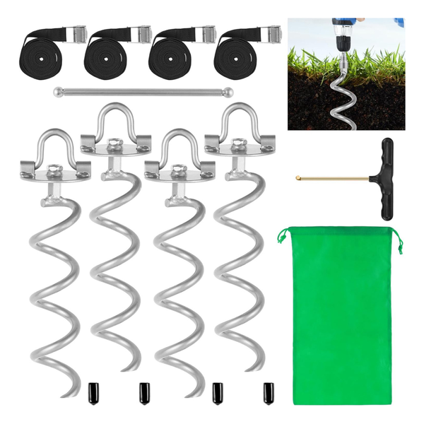 11.4" Metal Spiral Earth Anchors Kit