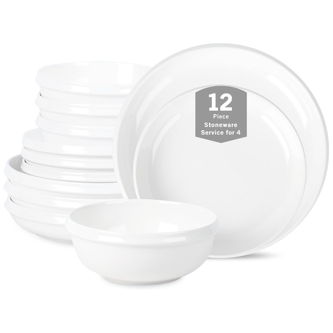 Stone Lain Verso Porcelain 12-Piece Round Dinnerware Set