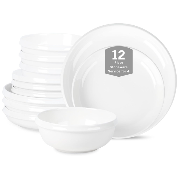 Stone Lain Verso Porcelain 12-Piece Round Dinnerware Set