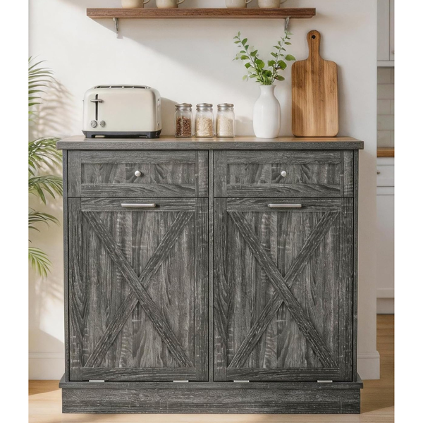 Betterhood 2 X 10 Gallon Tilt Out Trash Cabinet With Hideaway Drawers