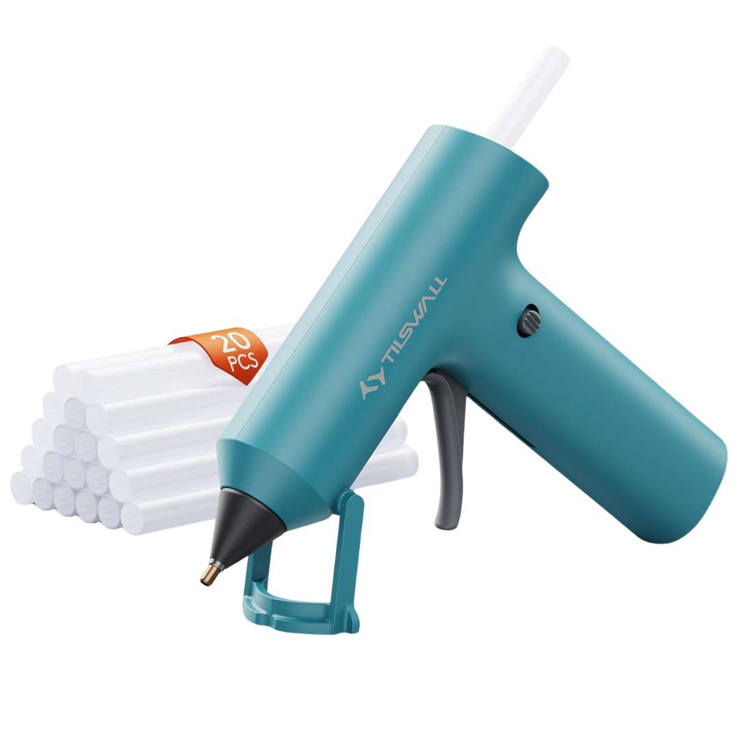 Tilswall Rechargeable Cordless Hot Glue Gun W/ 20 Premium Glue Sticks