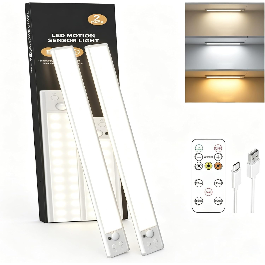 80-LED Rechargeable Magnetic Motion Sensor Under Cabinet Light