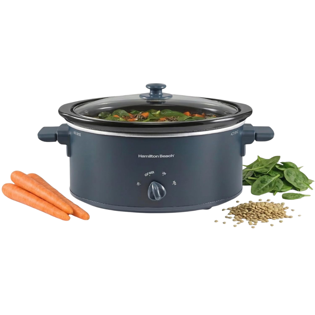 6-QT Hamilton Beach Slow Cooker W/ Space-Saving Folding Handles