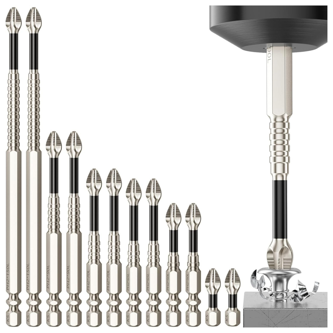 12-Piece HJKLIUT Magnetic Phillips Impact Driver Bit Set