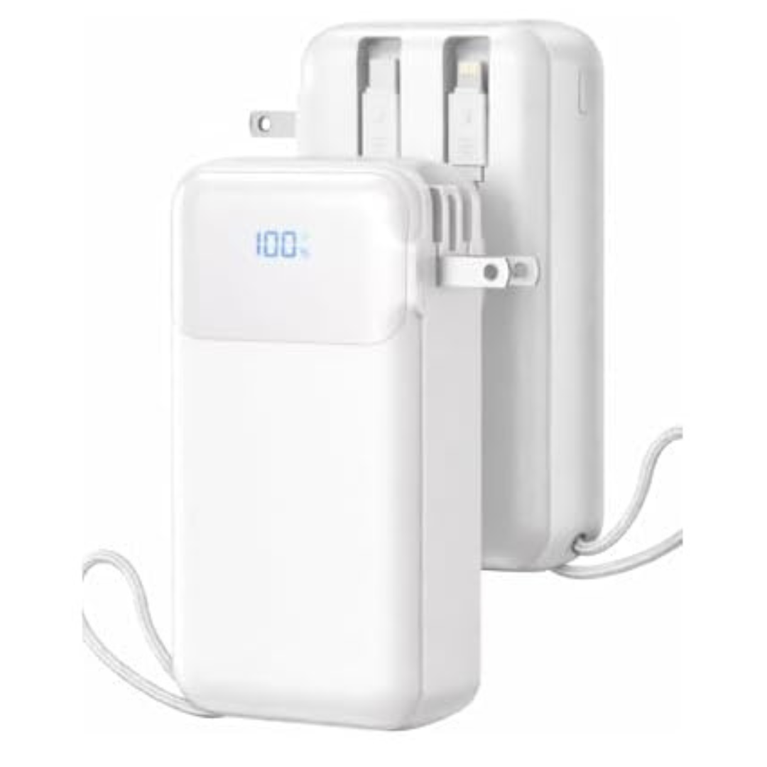 Lhuoed 50000mAh Portable Power Bank W/ Built-in Wall Plug & Cables
