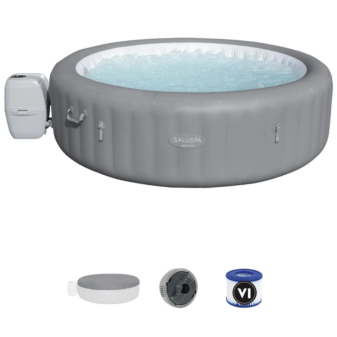 SaluSpa Grenada AirJet 6-8 Person Inflatable Circle Hot Tub Spa With Pump