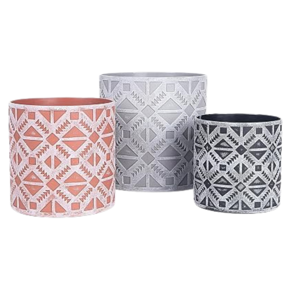 Set Of 3 Lokeisna Indoor Plant Pots With Drainage And Saucer