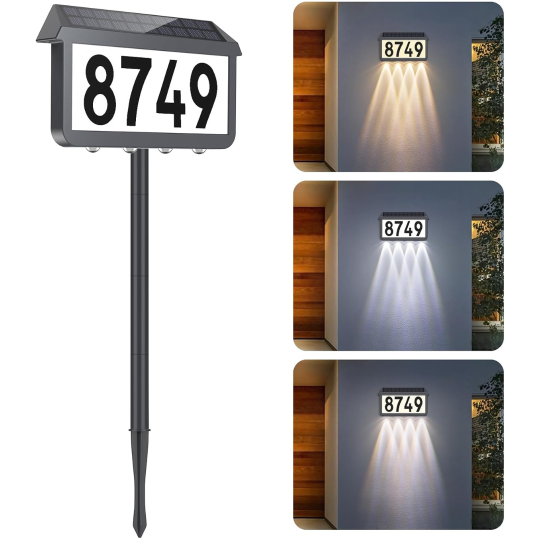 Brightever 3-Color LED Illuminated Solar Address Signs