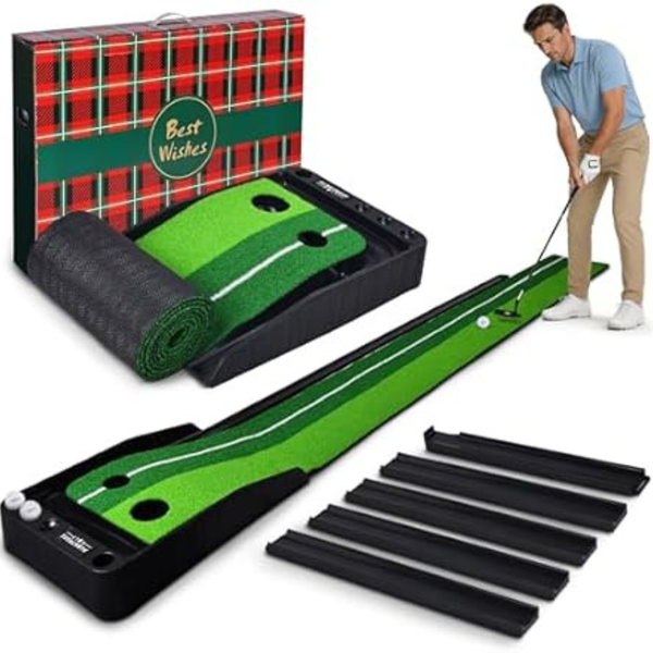 Golf Putting Green Mat With Automatic Ball Return & 3 Balls