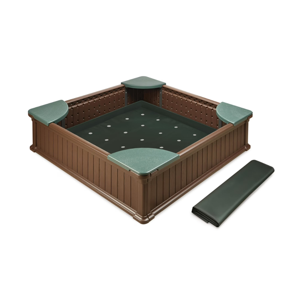 Badger Basket 2 In 1 Sandbox & Garden Planter W/ Cover & Liner