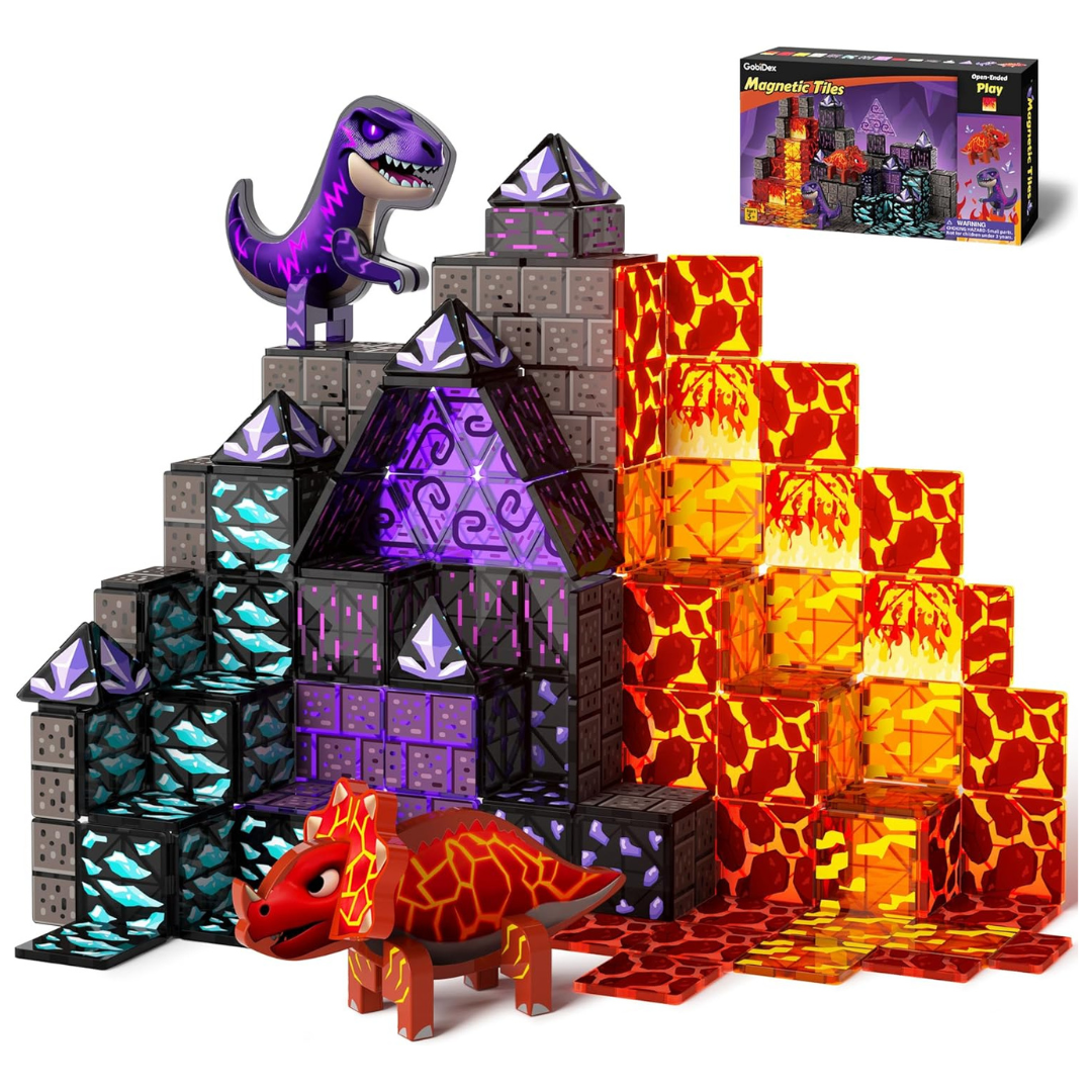40-Piece GobiDex Dinosaur World Lava Cave Magnetic Building Blocks Set
