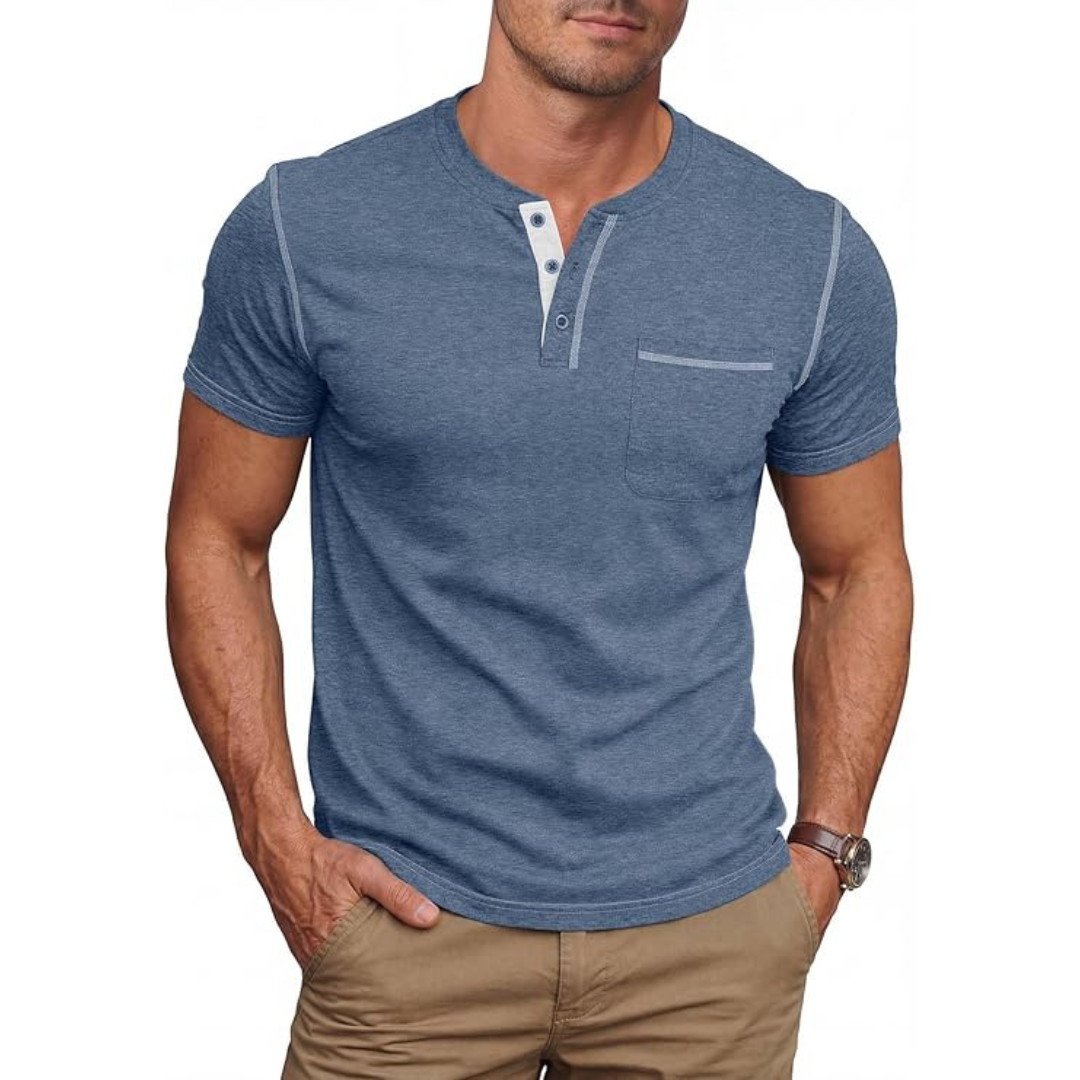 NITAGUT Men's Short Sleeve Cotton Henley Shirts (various)