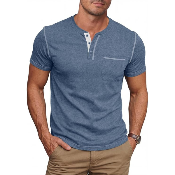 NITAGUT Men's Short Sleeve Cotton Henley Shirts (various)