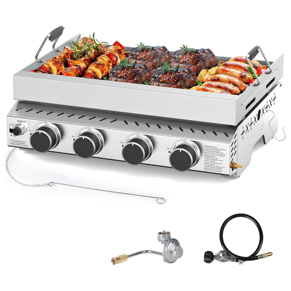 Cowsar Portable 4-Burner 32000 BTU Propane Stainless Steel BBQ Grill