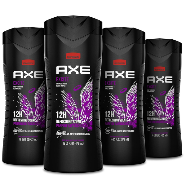 4-Pack 16oz AXE Body Wash (Crisp Coconut & Black Pepper)